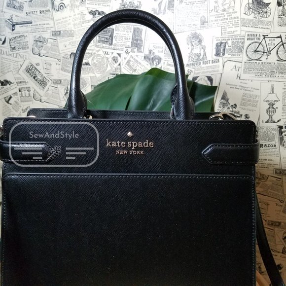 Kate Spade Staci Medium Satchel Black Crossbody Brand New - Picture 5 of 10